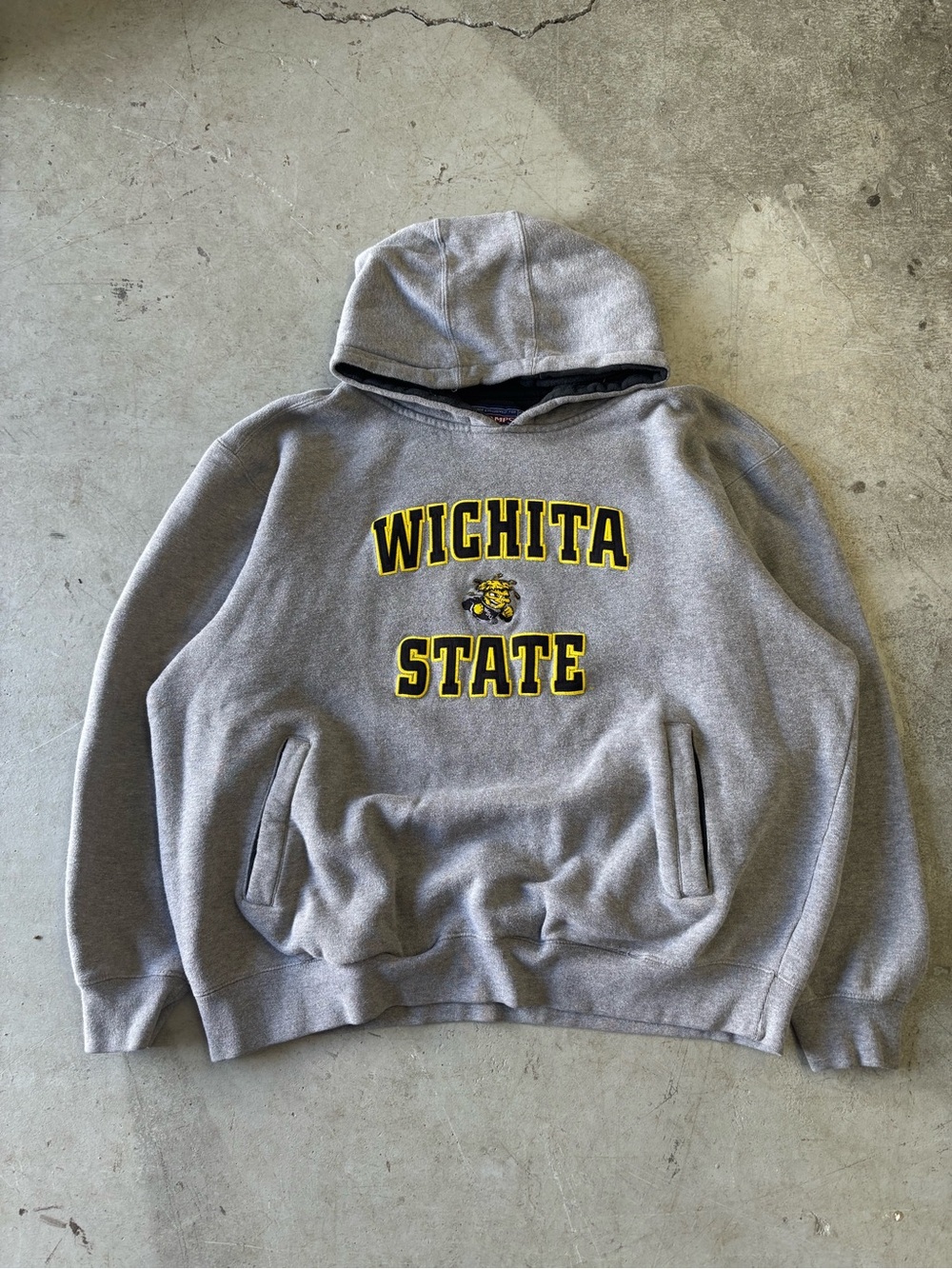 Champs Gray Hoodie with Yellow Lettering